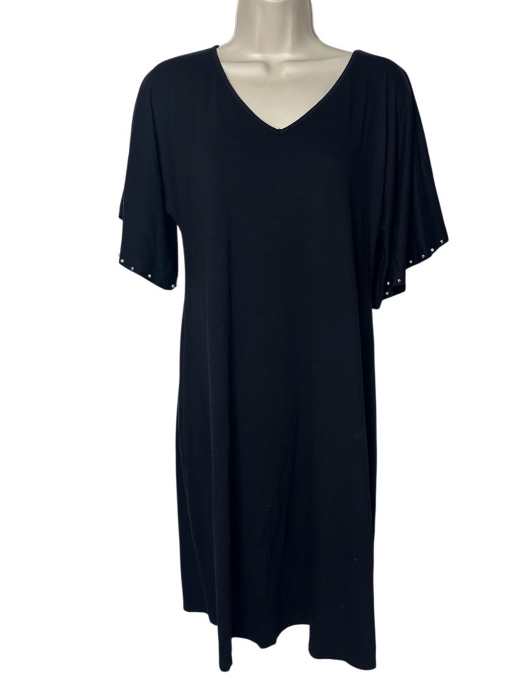 Apt. 9 Black V-Neck Midi Dress with Stud Accent